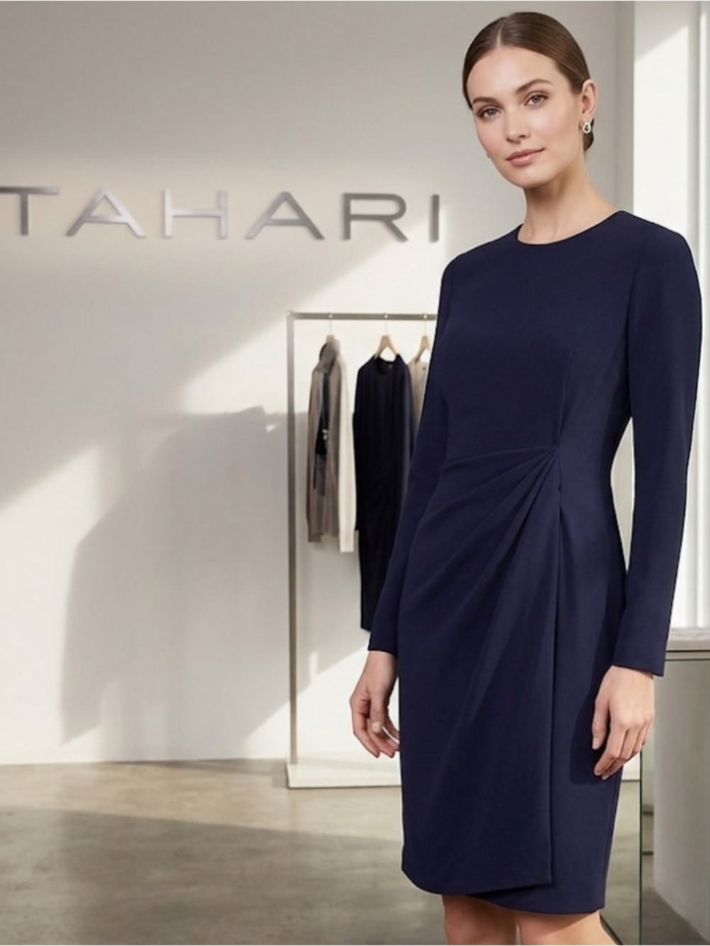 Gorgeous authentic Tahari navy designer dress size 4P